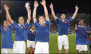 French players celebrate at the end of the game