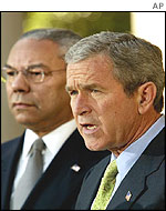 US Secretary of State Colin Powell and President Bush