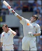 Hayden acknowledges the crowd's applause