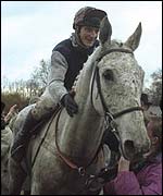 Desert Orchid and Richard Dunwoody after winning the Cheltenham Gold Cup