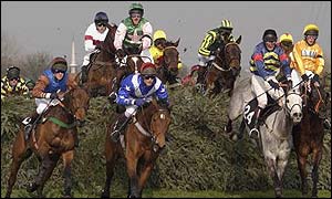 Action from the Martell Foxhunters' Chase at Aintree in 2002