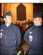 Police guard the church