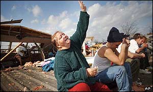Residents of a destroyed trailer park in Convington, Tennessee