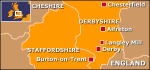 Map of Derbyshire