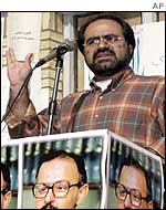 Iranian student leader Saeed Razavi at a protest