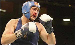 Kevin Evans during his semi-final bout with England's David Dolan at the 2002 Commonwealth Games