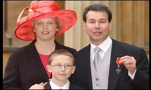 Pat Blencoe-Jones, his wife Emma and his son Indiana 