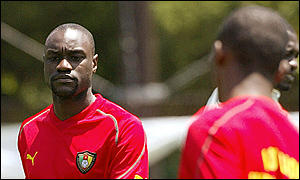 Partrick Mboma training with his teammates at the World Cup
