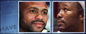 Roy Jones Jr (left) is on a collision course with Lennox Lewis