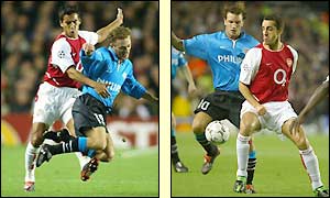 Giovanni van Bronckhorst and Edu look to impress for Arsenal