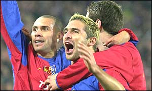 Christian Gimenez puts Basle 2-0 up in the 22nd minute