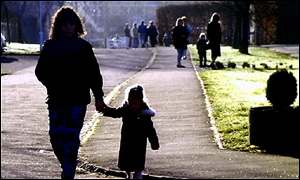 Single mother and child