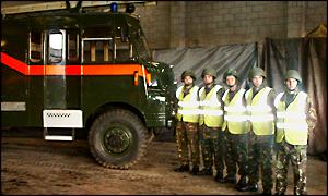 Soldiers from the Royal Regiment of Wales with their green goddess
