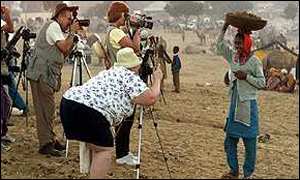 Foreign tourists at the Pushkar fair