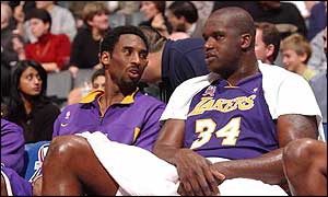 Kobe Bryant (left) and Shaquille O'Neal (right)