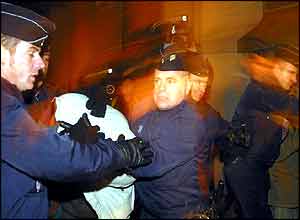 French police evacuating the church