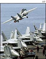An F-14 Tomcat takes off in the Gulf