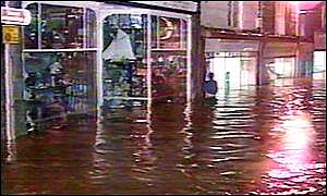 Flood waters in Cornwall