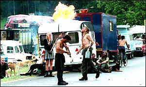 Travellers at a camp site