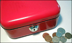 A moneybox with coins