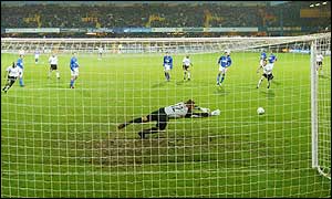 Fulham midfielder Junichi Inamato sees his shot parried after 26 minutes