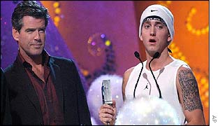 Eminem and Pierce Brosnan at the MTV Europe Music Awards