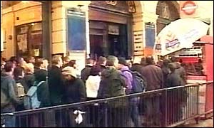 People gathered outside a Tube station