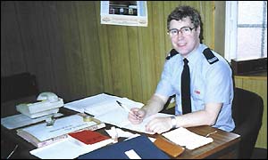 Eric Brandon at Fulwell Fire Station in the 1970s 