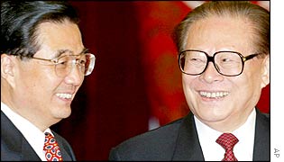 Hu Jintao with Jiang Zemin