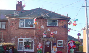 House decorated for Christmas