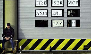 Posters on door at Tollcross fire station in Edinburgh