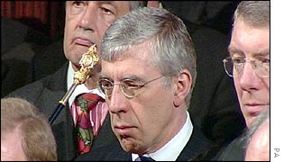 Foreign Secretary Jack Straw listens to the Queen's speech