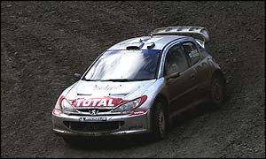 Marcus Gronholm on the first day of the Rally GB