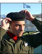 Iraqi soldier outside UN headquarters in Baghdad