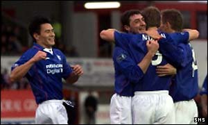 Arthur Numan is congratulated on his opener