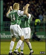 Hibs celebrate victory