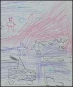 Crayon drawing by eight-year-old boy