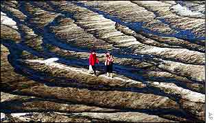 Oil-coated beach at Barranan 