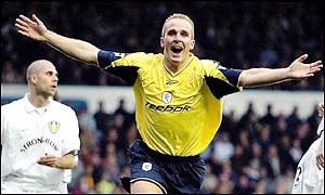 Henrik Pedersen puts Bolton into an early lead at Elland Road
