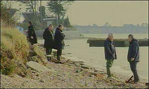 Police on the beach at Warsash