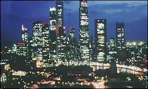 Singapore skyline at night