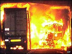 The fire inside the tunnel