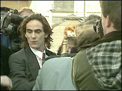 Paul Hill leaving Appeal Court after being freed in 1989