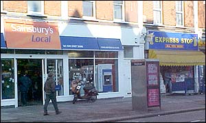 Sainsbury Local next to independent retailer