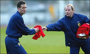 Scotland skipper Paul Lambert (left) and Berti Vogts