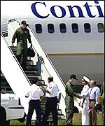 The crew of the plane returning to the US