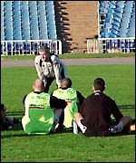 Mark Hughes puts the team through their paces, Baku
