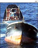 Stricken tanker Prestige breaks in two