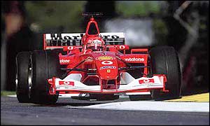 Michael Schumacher on his way to victory in San Marino this season