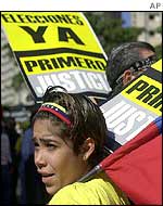 A protester in Caracas